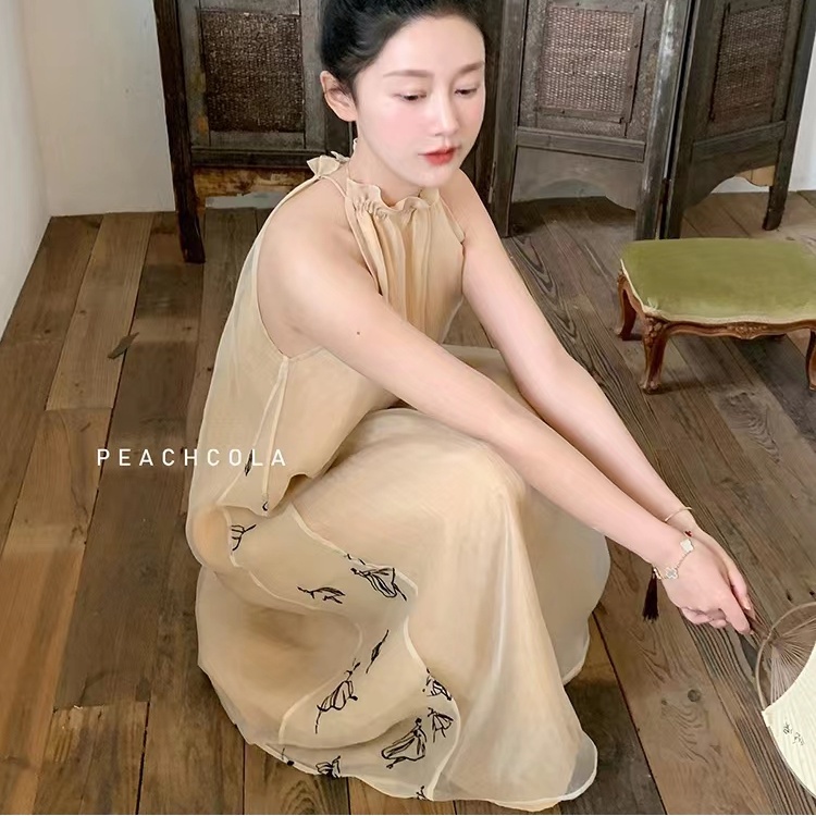 Đầm Dài Qua Gối Không Tay Phong Cách Trung Hoa Cổ Điển Thời Trang Mùa Hè Hàng Mới 2023 JN53