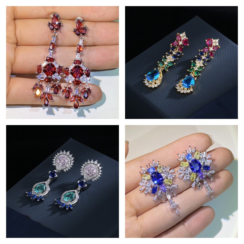1 Đôi Bông Tai Đính Đá zircon Màu Xanh Lá Cây Phong Cách Pháp Cổ Điển Thiết Kế Mới Thanh Lịch Cao Cấp Và Sang Trọng