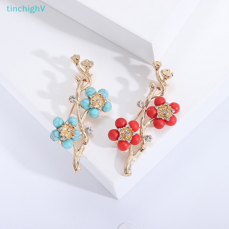 [TinchighV] Ghim Cài Áo Hình Hoa Mận Xanh Dương Đỏ Cho Nữ Giới