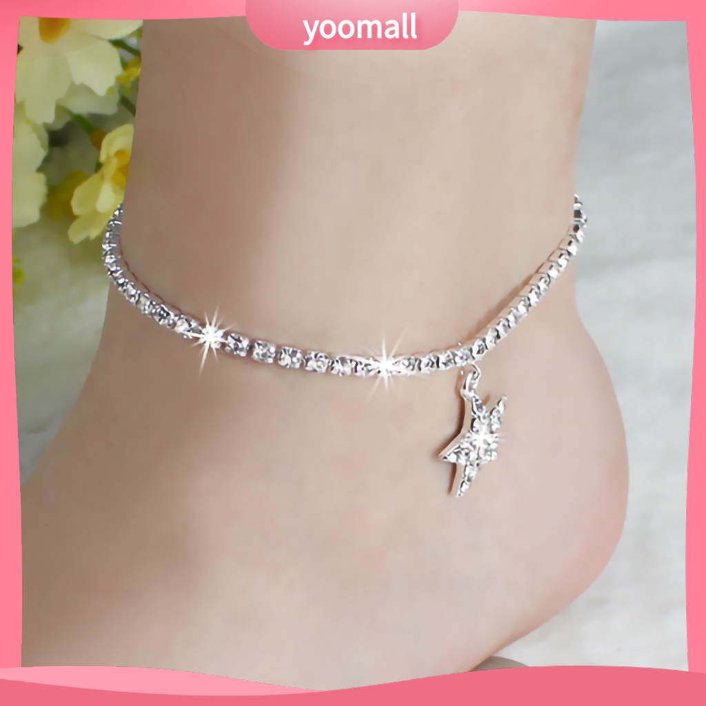 Lắc Chân Hình Ngôi Sao Năm Cánh Đính Đá Có Thể Điều Chỉnh Kích Thước