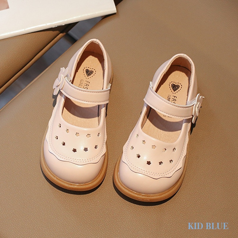 Giày Búp Bê Da Đế Mềm Thiết Kế Đục Lỗ Thời Trang Xuân Thu Cho Bé Gái