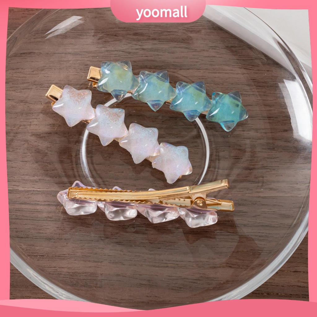 Kẹp Tóc Hình Ngôi Sao Trong Suốt Bằng Nhựa Resin Chống Trượt Phong Cách Hàn Quốc Cho Nữ