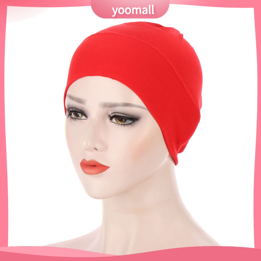 Mũ Turban Trùm Đầu Co Giãn Màu Trơn Cho Nữ