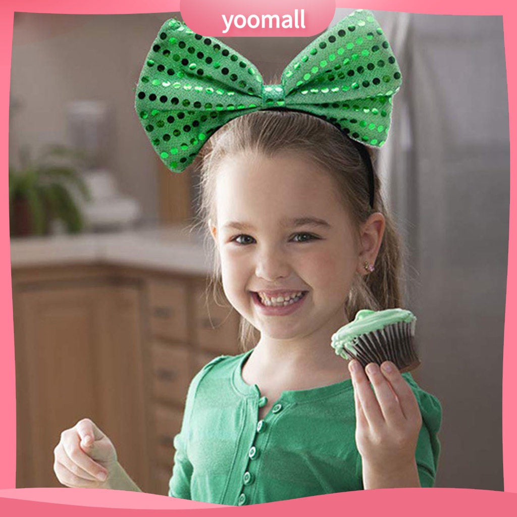 Băng Đô Cài Tóc Hình Nón Đính Nơ Lấp Lánh Cho Ngày Thánh Patricks