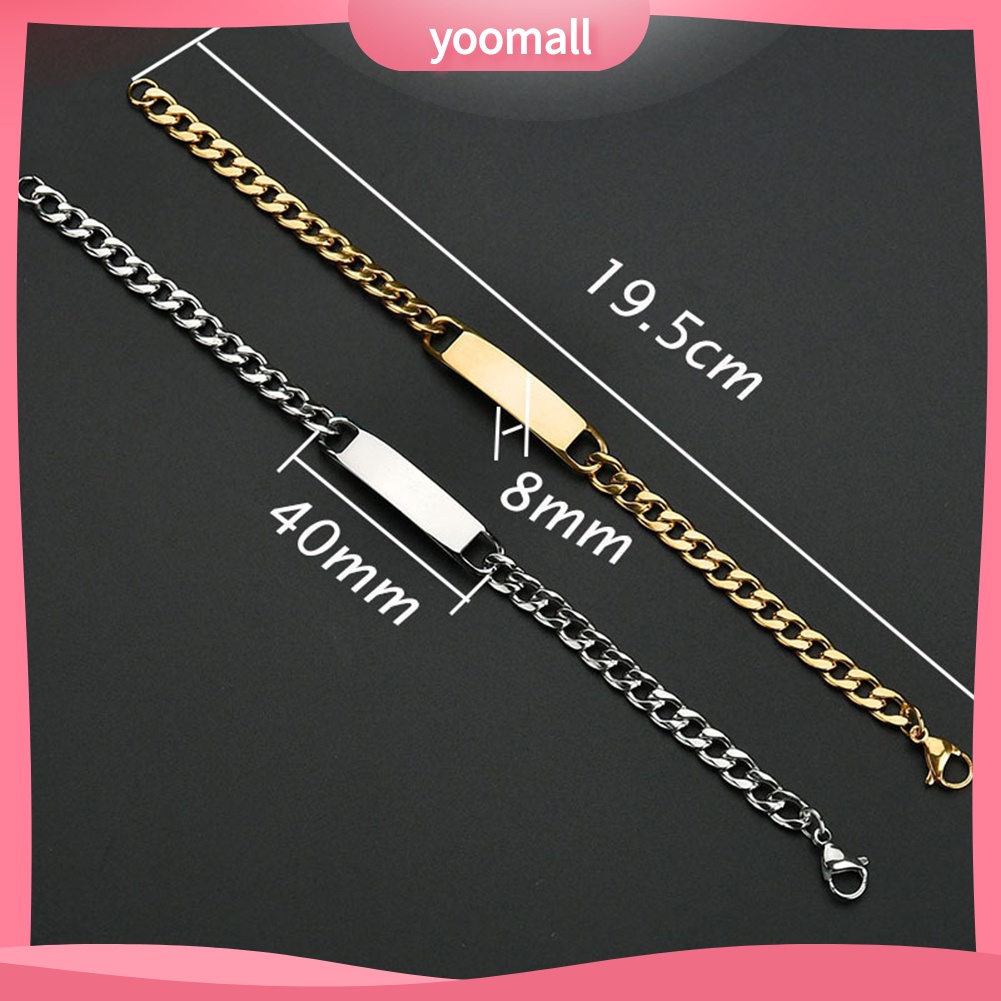Vòng Tay Dây Xích Tráng Gương Chất Liệu Thép Không Gỉ Thời Trang Cho Nam