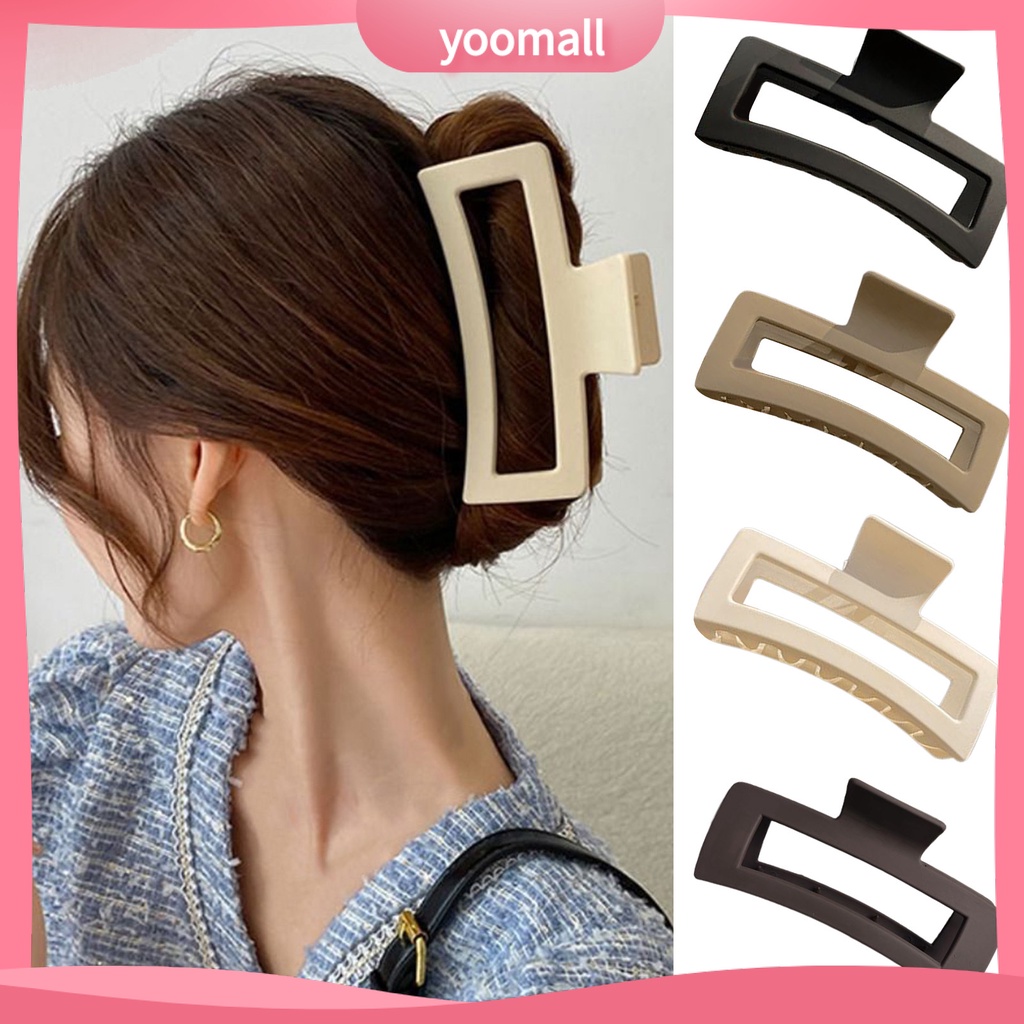 Kẹp Tóc Càng Cua Hình Chữ Nhật Màu Trơn Chống Trượt