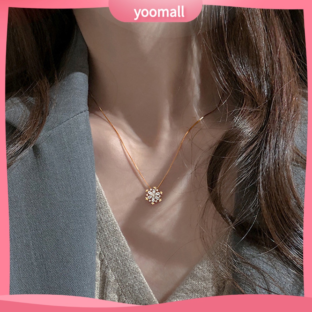 Vòng cổ Mặt Hình Hoa Tuyết Đính Đá Zircon Chống Mài Mòn Thời Trang Dự Tiệc Cho Nữ