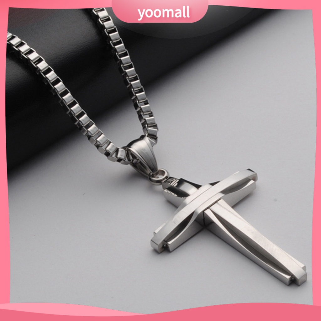 Vòng cổ Thép Titan Mặt Thánh Giá Phong Cách Hip Hop Thời Trang Cho Nam