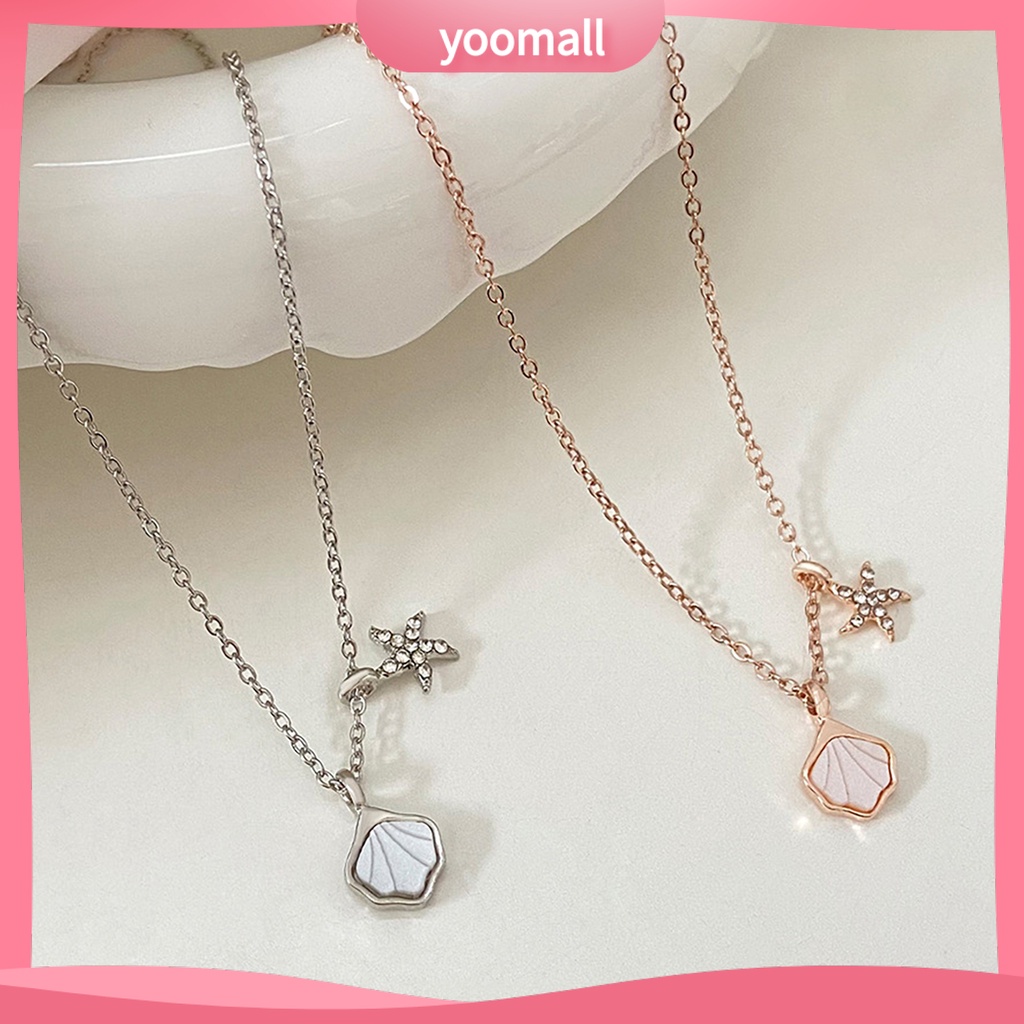 Vòng cổ Hợp Kim Mặt Hình Vỏ Sò Đính Đá Thời Trang Cho Nữ