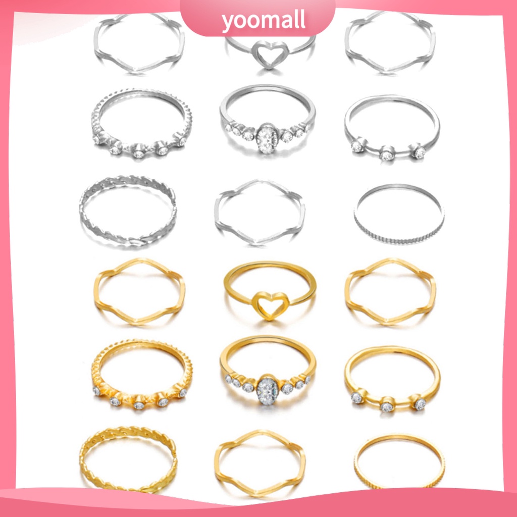 Bộ 9 Nhẫn Đeo Tay Thiết Kế Đơn Giản Sáng Tạo Phong Cách Vintage