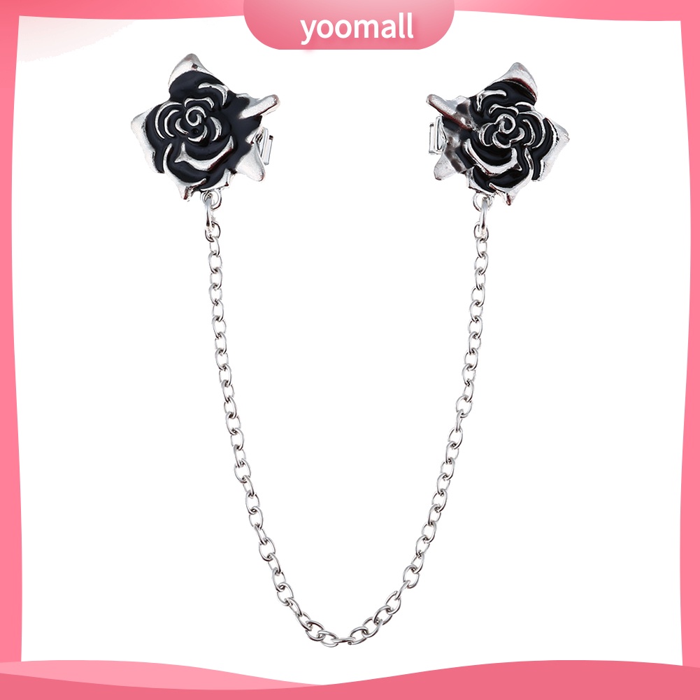 Ghim Cài Áo Hình Hoa Hồng Phối Dây Xích Thời Trang Cho Nữ