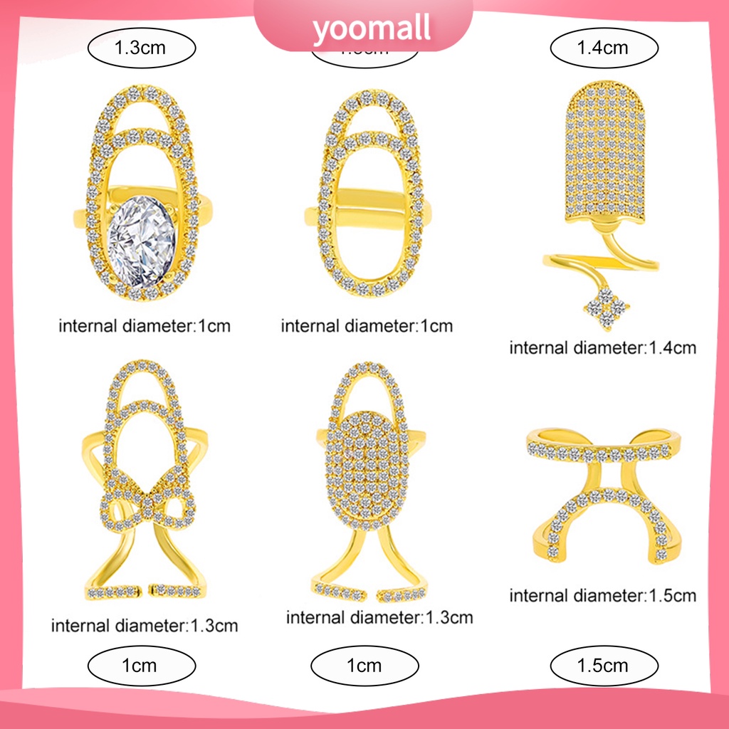 Nhẫn Đính Đá Lấp Lánh Trang Trí Móng Tay Tùy Chỉnh Kích Thước Cho Nữ