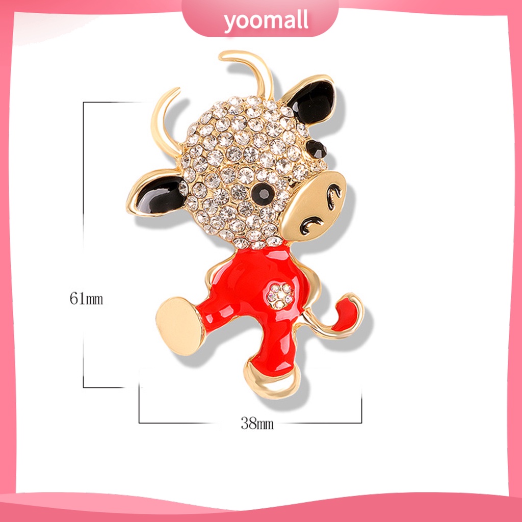 Ghim Cài Áo Hình Bò Sữa Đính Đá Thời Trang