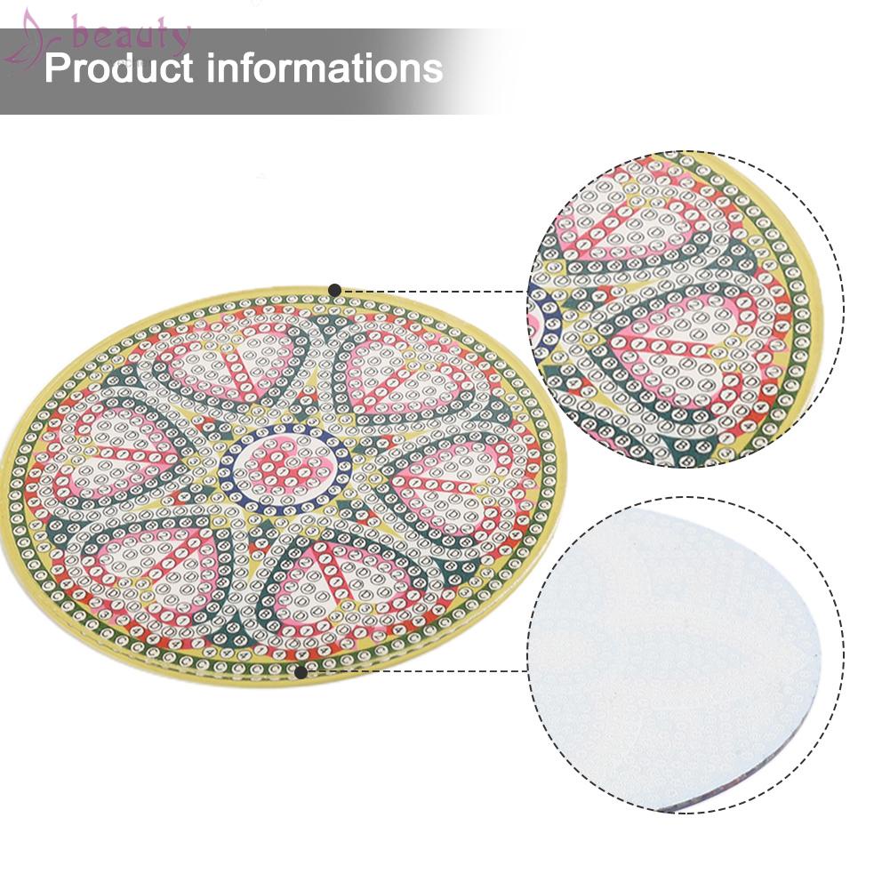 Bộ 6 Tấm Lót Ly Có Giá Đỡ Họa Tiết Mandala Độc Đáo DIY