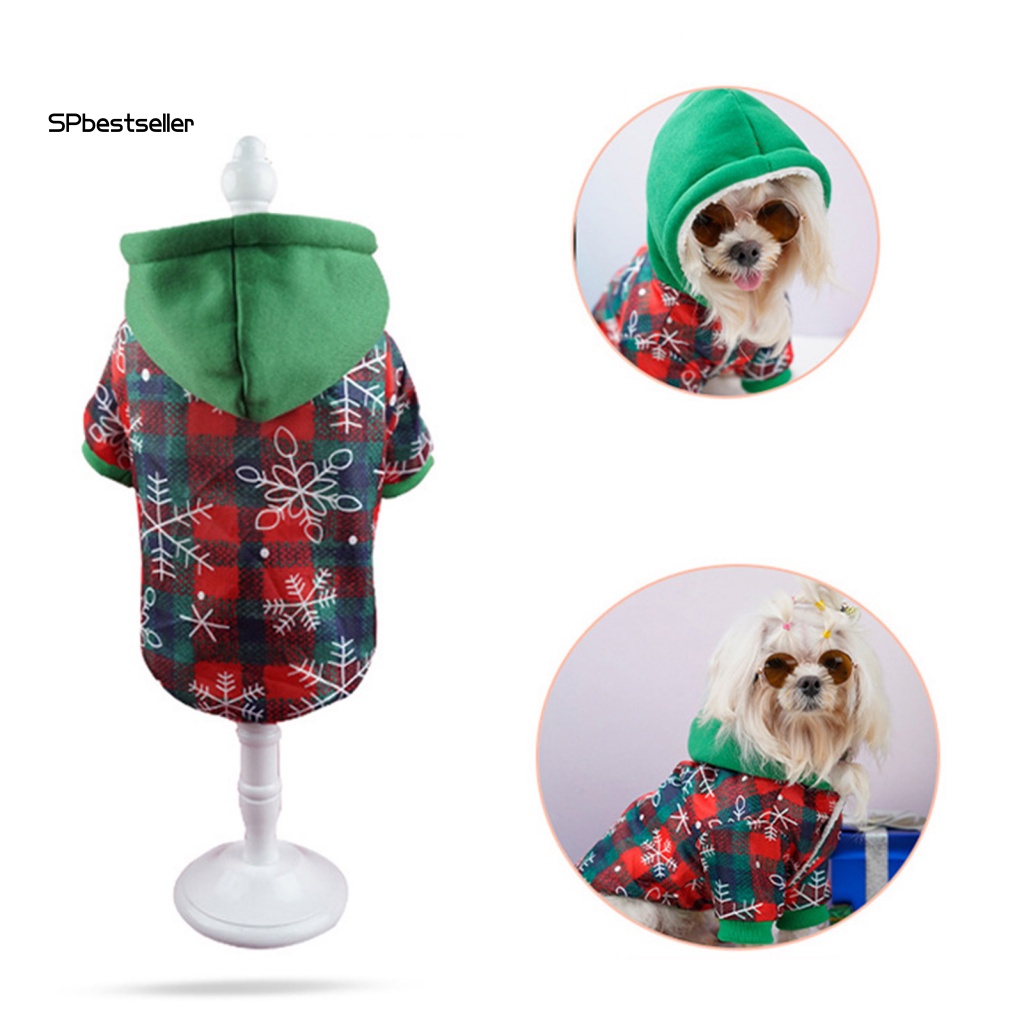 Áo Khoác Cotton Họa Tiết Sọc Caro Phong Cách Giáng Sinh Cho Thú Cưng