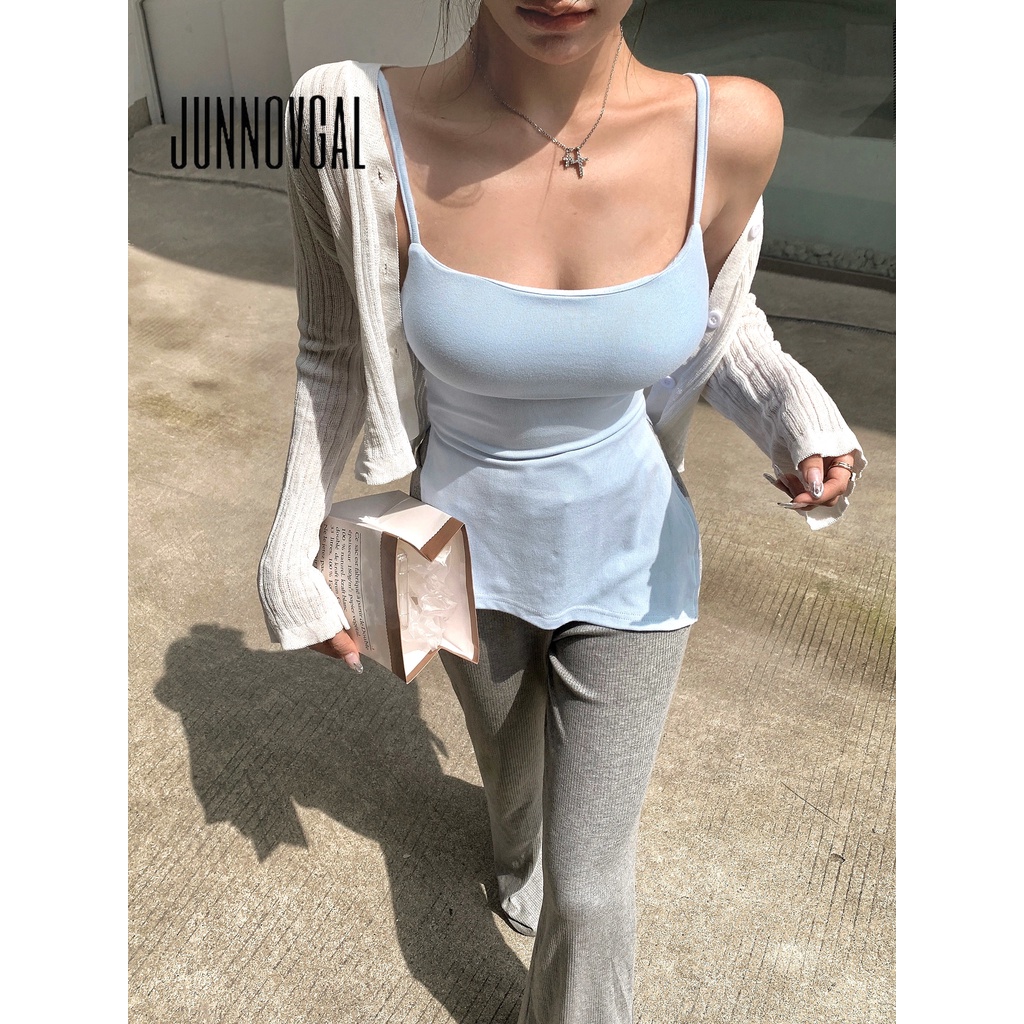 Áo nữ JUNNOVGAL không tay hai dây hở lưng có mút ngực sexy thời trang mới 2023