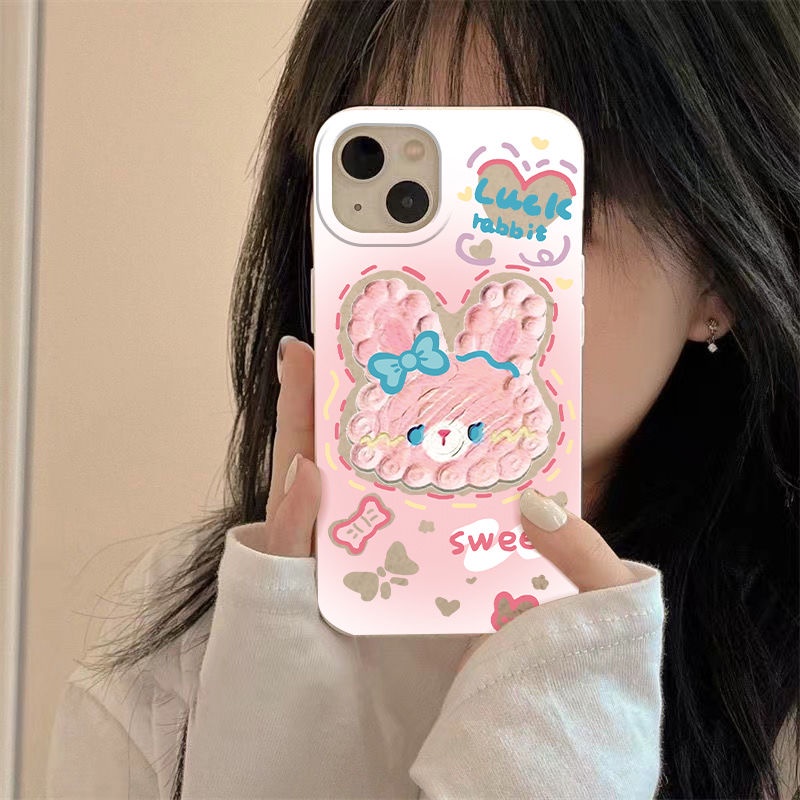 Ốp Điện Thoại Mềm Chống Sốc Đính Kẹp Tóc Hình Thỏ Hồng / Xanh Dương 138p 7In14Promax iPhone12 11 JOU8