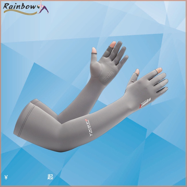 1 Cặp Găng Cánh Tay Chống Nắng Bằng Lụa Lạnh Mỏng Có Lỗ Xỏ Ngón Cái Cho Mùa Hè