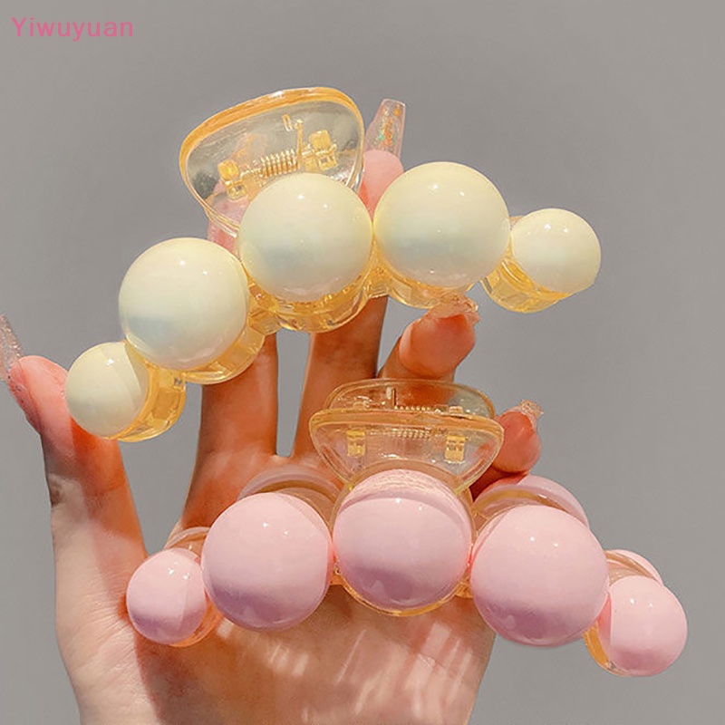 Kẹp Tóc Càng Cua / Cá Mập Bằng Acrylic Đính Ngọc Trai Dễ Thương Phong Cách Hàn Quốc Cho Nữ