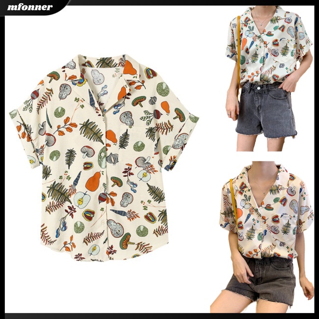 Áo Sơ Mi Chiffon Tay Ngắn Dáng Rộng In Họa Tiết Cổ Điển Thời Trang Mùa Hè Cho Nữ