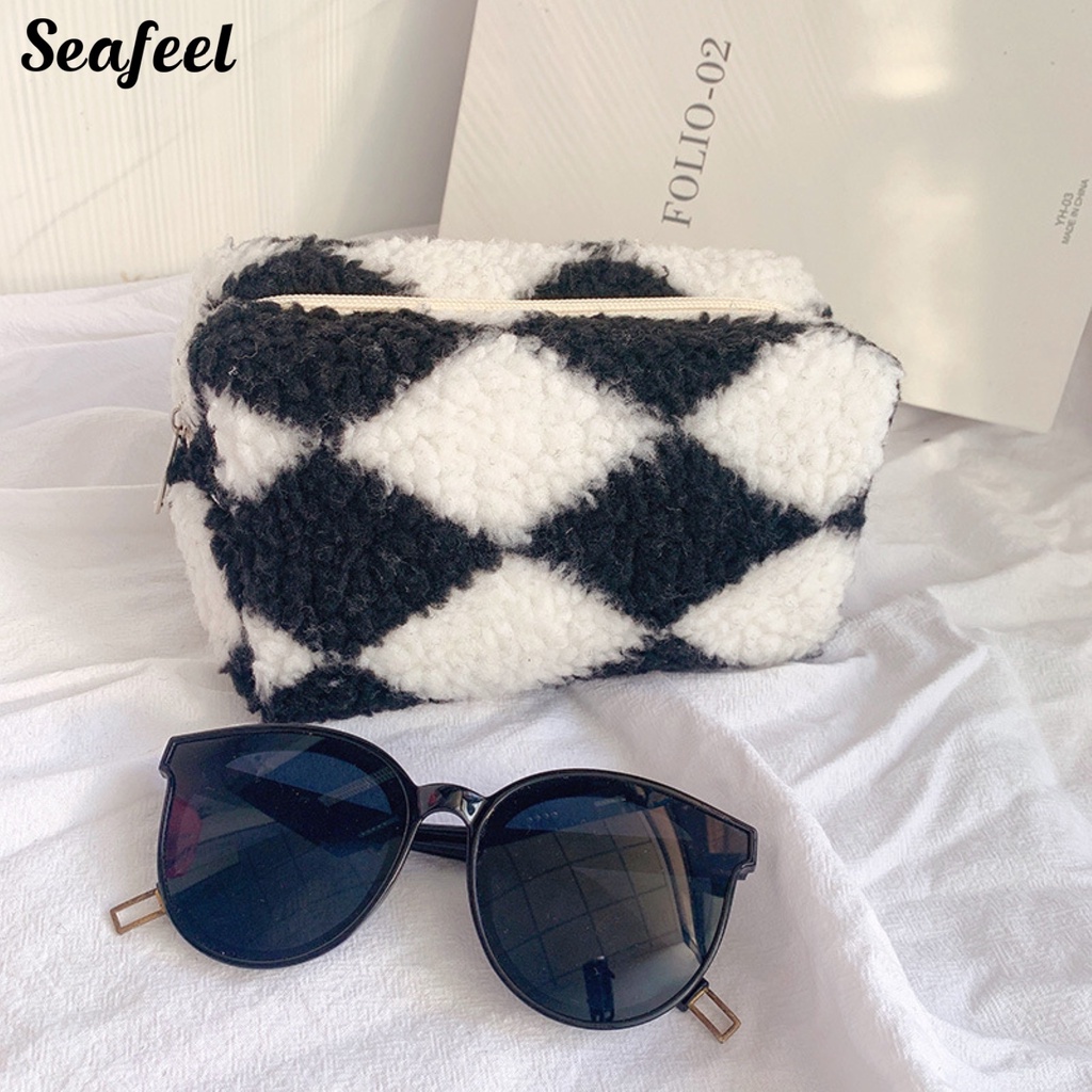 Túi Đựng Đồ Trang Điểm Sức Chứa Lớn Bằng Vải Lông Mềm Mại Cho Nữ