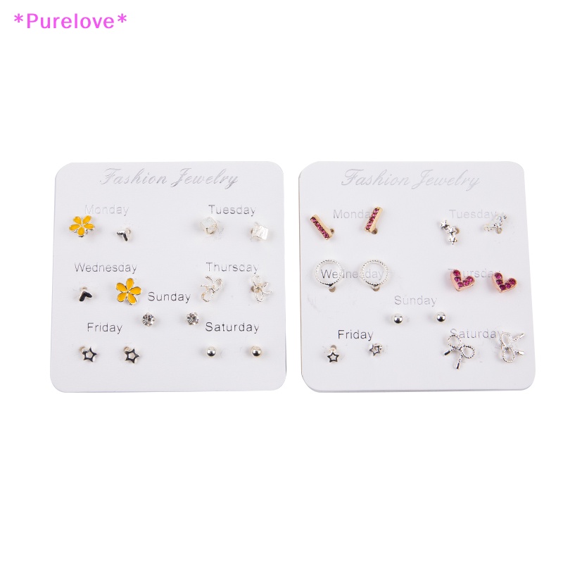 Set 6-7 Đôi Bông Tai Đính Đá Thời Trang Cho Nữ Mới