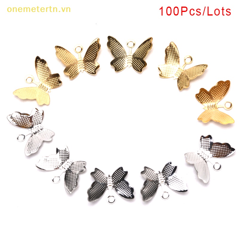 Onemetertn Set 100 Phụ Kiện Trang Sức Hình Bướm Bằng Kim Loại DIY