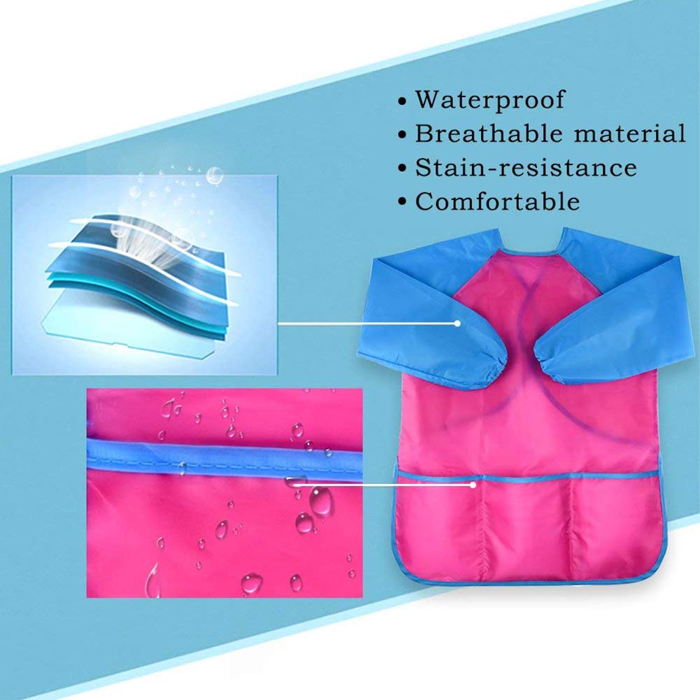 Tạp Dề Dài Tay Chống Thấm Nước Họa Tiết Xinh Xắn Dành Cho Các Bé