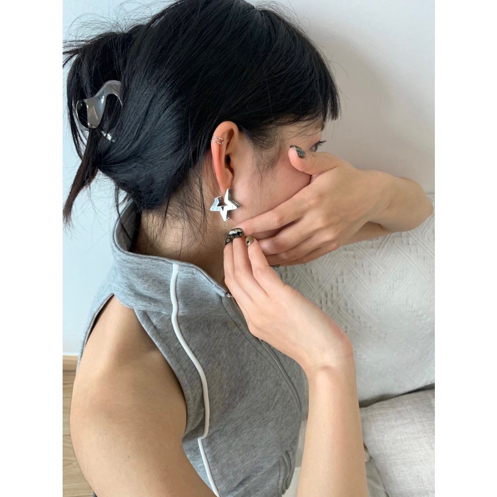 Khuyên Tai Nhiều Lớp Hình Ngôi Sao Phong Cách Công Nghiệp Đơn Giản Cá Tính Dễ Phối Đồ
