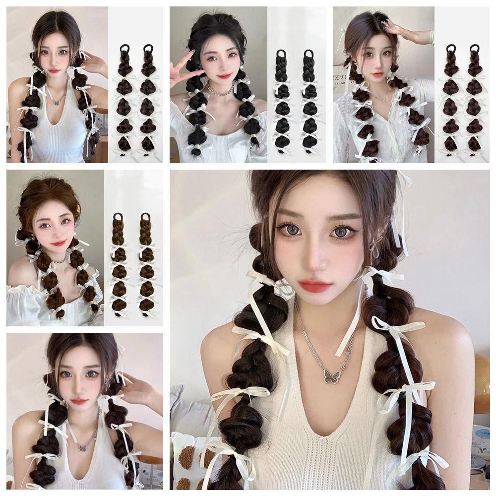Tóc Giả Kiểu Thắt Bím Đuôi Ngựa Bằng Sợi Tổng Hợp Cách Nhiệt Phong Cách Hàn Quốc