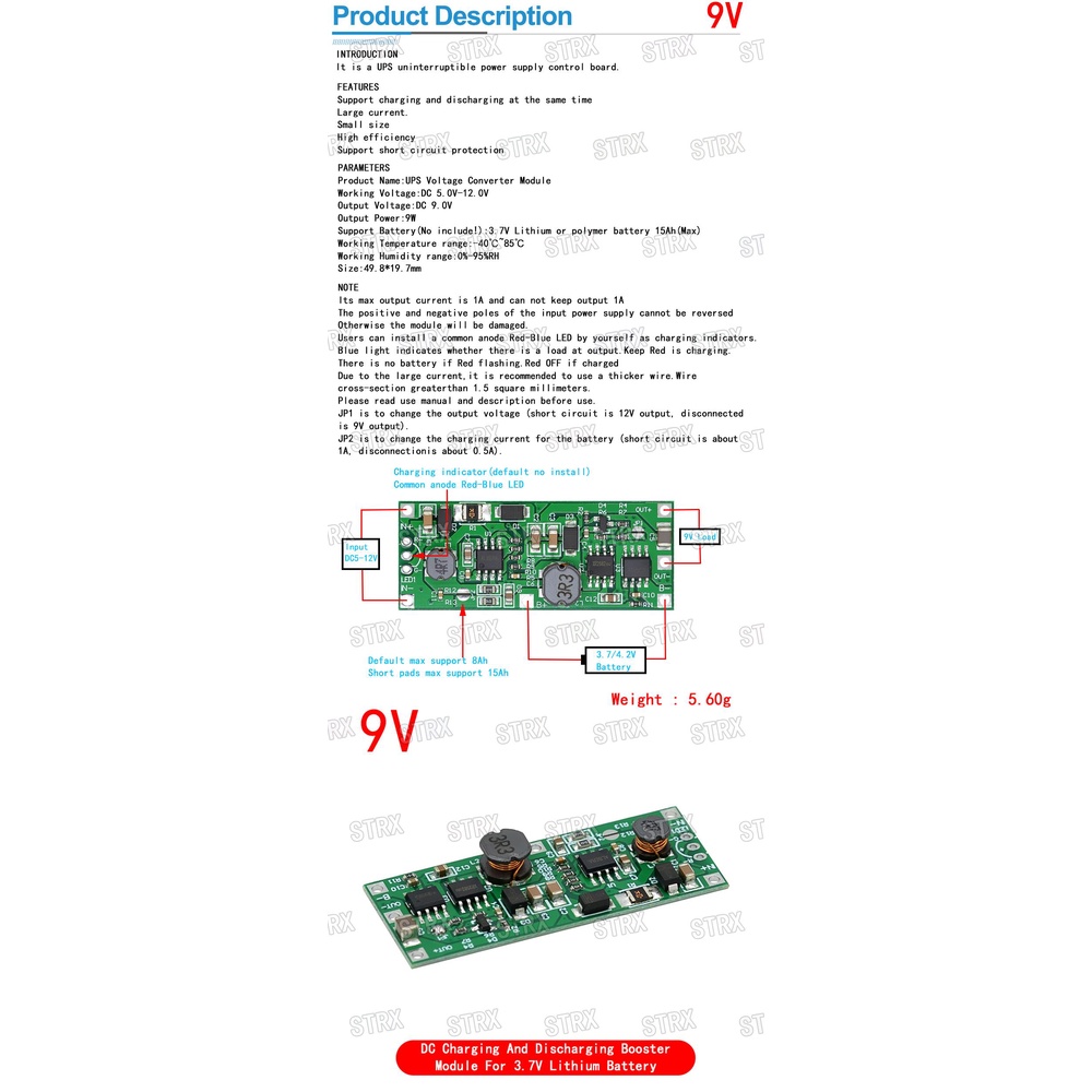Mô Đun Tăng Áp DC 5V 9V 12V Cho Pin Lithium 18650 Sự Bảo Vệ