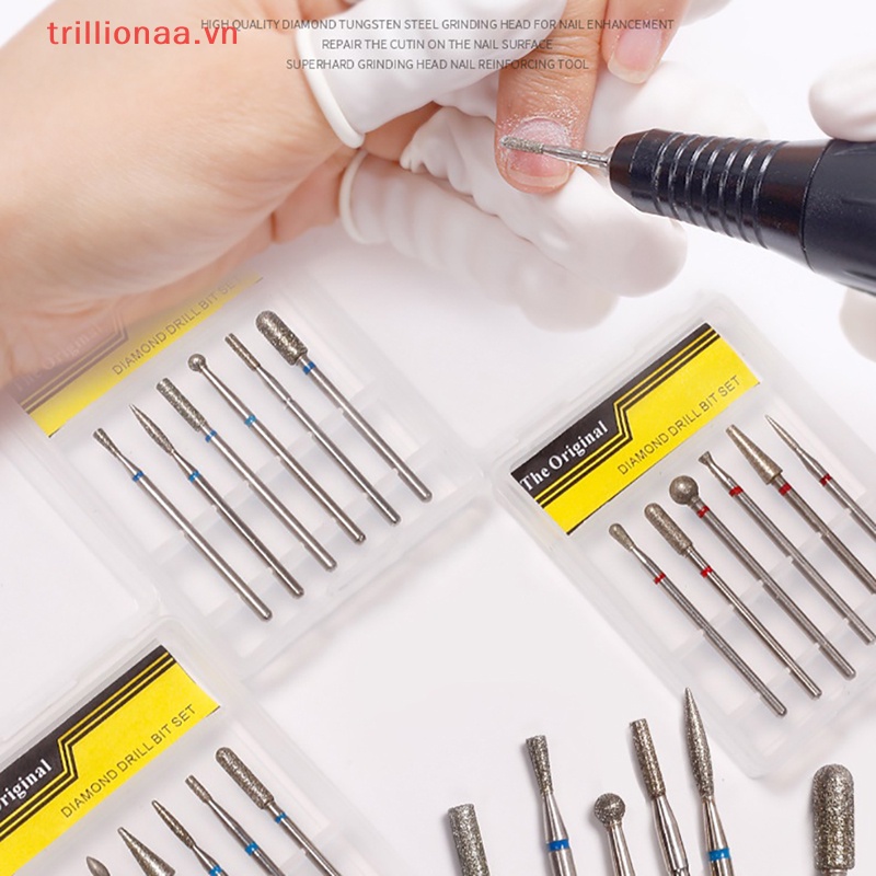 Set 6 Mũi Khoan Kim Cương Chuyên Dụng Cho Máy Mài Móng Tay