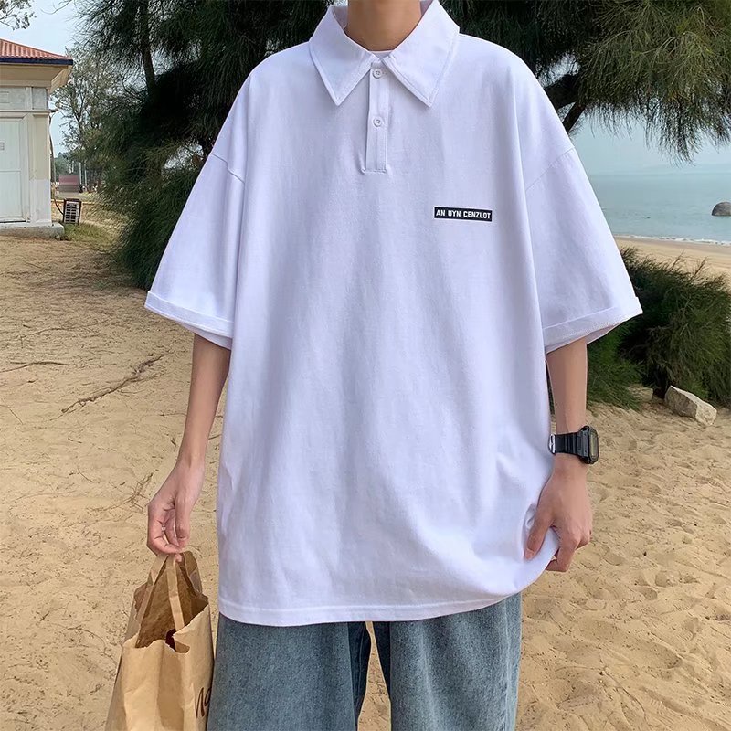 Áo Polo Cổ Bẻ Kiểu Hàn Quốc Nam, Màu Sắc Đơn Giản, Chất Liệu Cotton Thoáng Mát, Phong Cách Vintage Và Nghệ Thuật. Mẫu Áo Mới Cho Mùa Hè Này