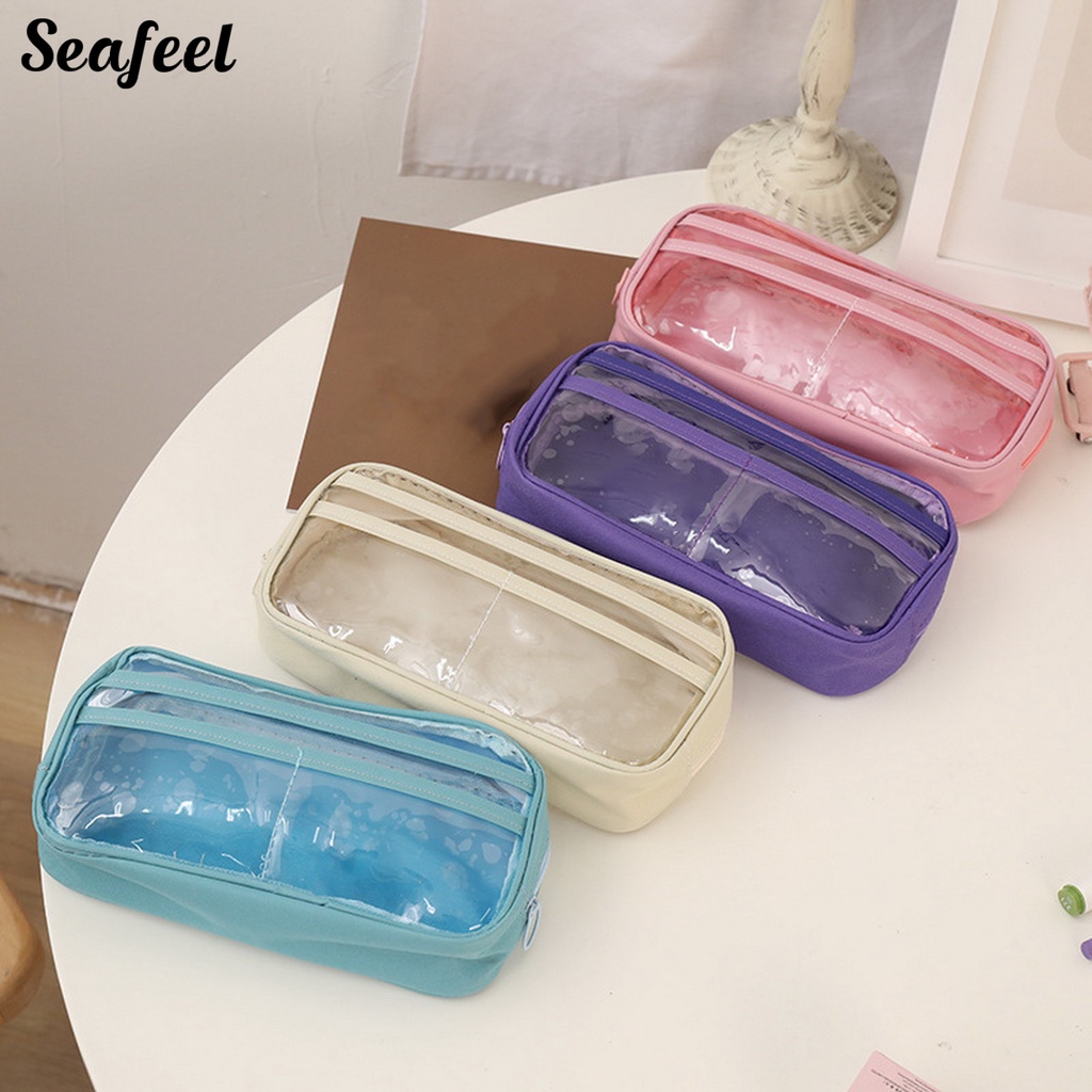 Bóp Viết Trong Suốt Có Khóa Kéo Dung Tích Lớn Tiện Dụng