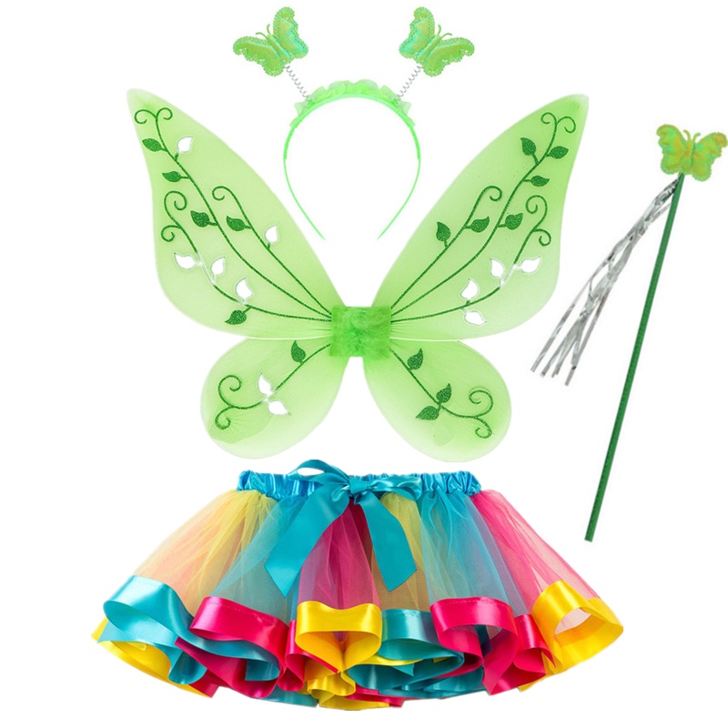 Chân Váy Xếp Ly Kèm Băng Đô Hóa Trang Công Chúa Cho Bé Gái 0-7 Tuổi