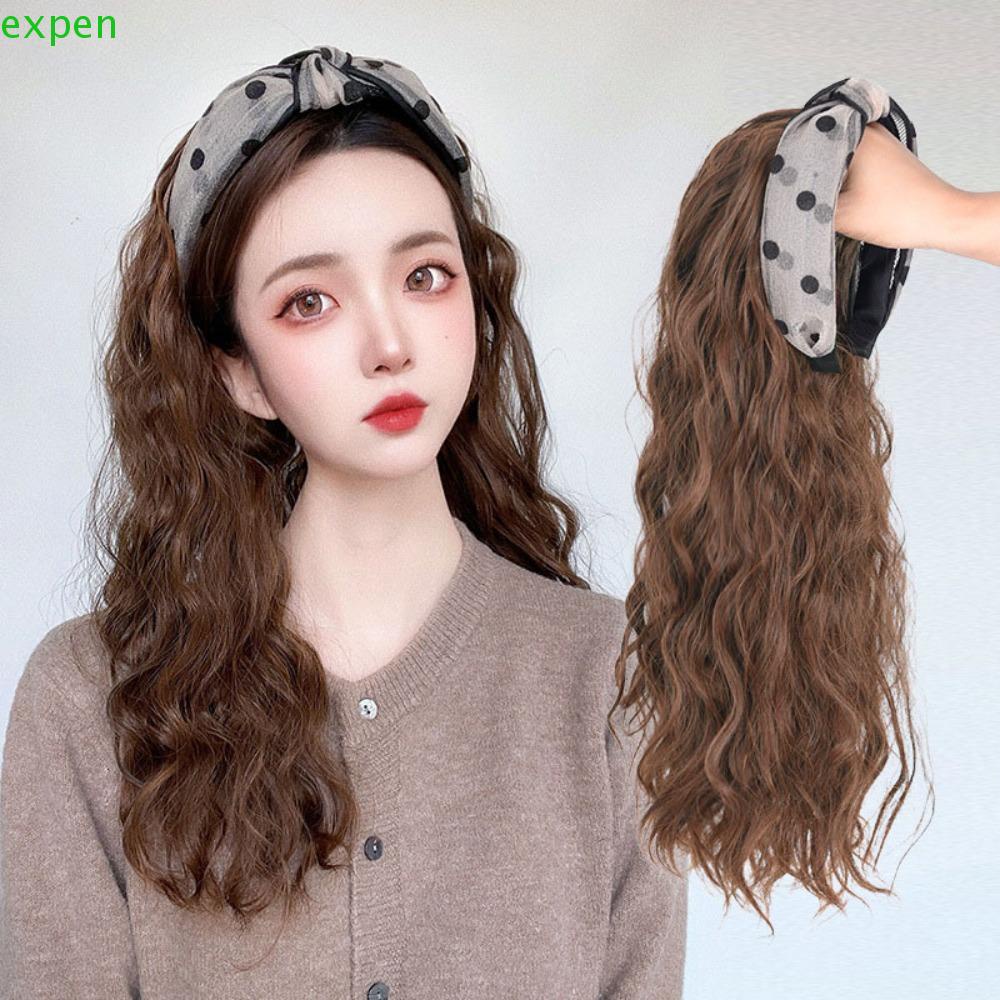 Bộ Tóc Giả Dài Xoăn Màu Nâu Đen Bằng Sợi Tổng Hợp Cách Nhiệt Dành Cho Nữ