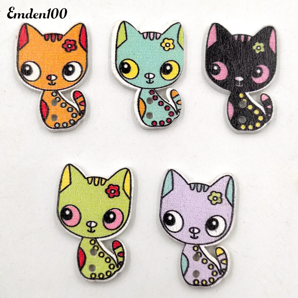 50 Nút Gỗ Hình Mèo Dễ Thương Tự Khâu Trang Trí Sách Kỉ Niệm