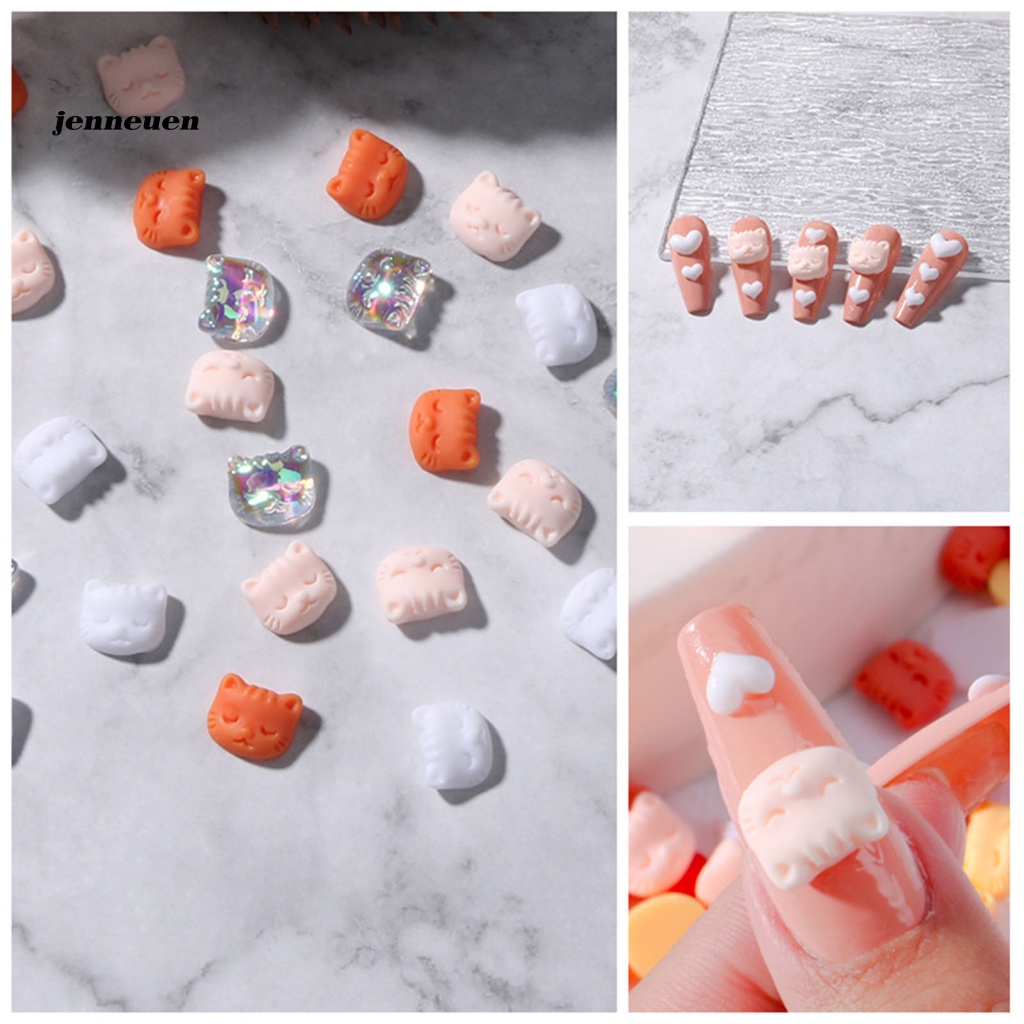 Bộ 30 Phụ Kiện Trang Trí Móng Tay Hình Đầu Mèo Màu Sắc Ngọt Ngào