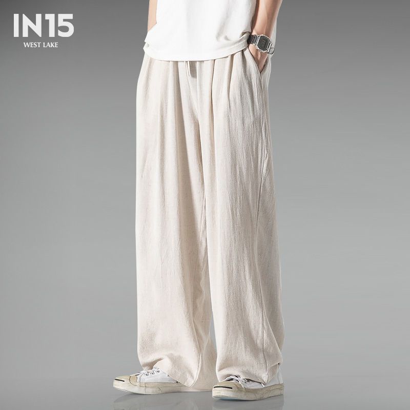 Quần Cotton Lanh Ống Rộng Thoải Mái Phong Cách Trung Hoa Cho Nam