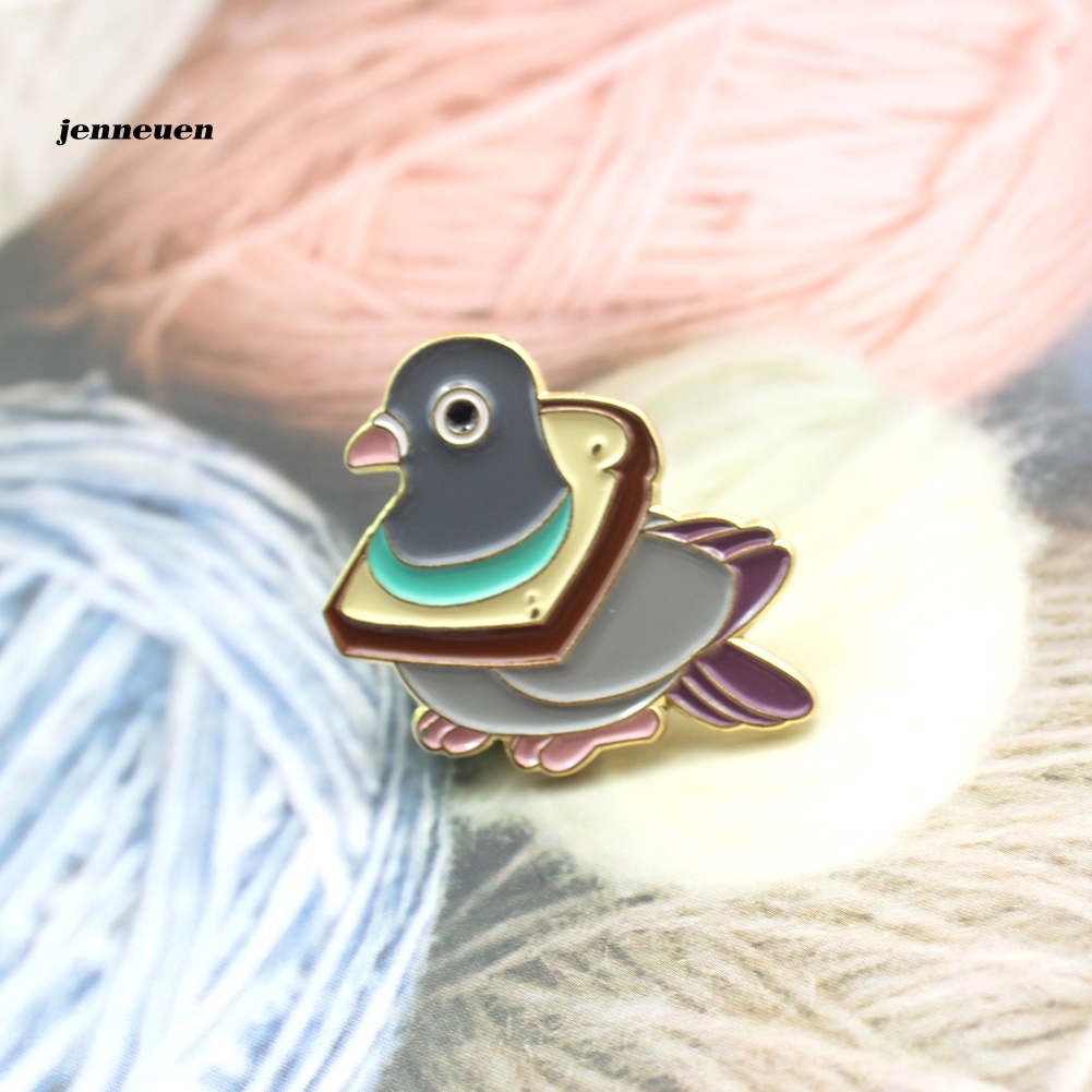 Trâm Cài Áo Hình Bánh Mì / Chim Bồ Câu Hoạt Hình Tráng Men Cho Nam Và Nữ