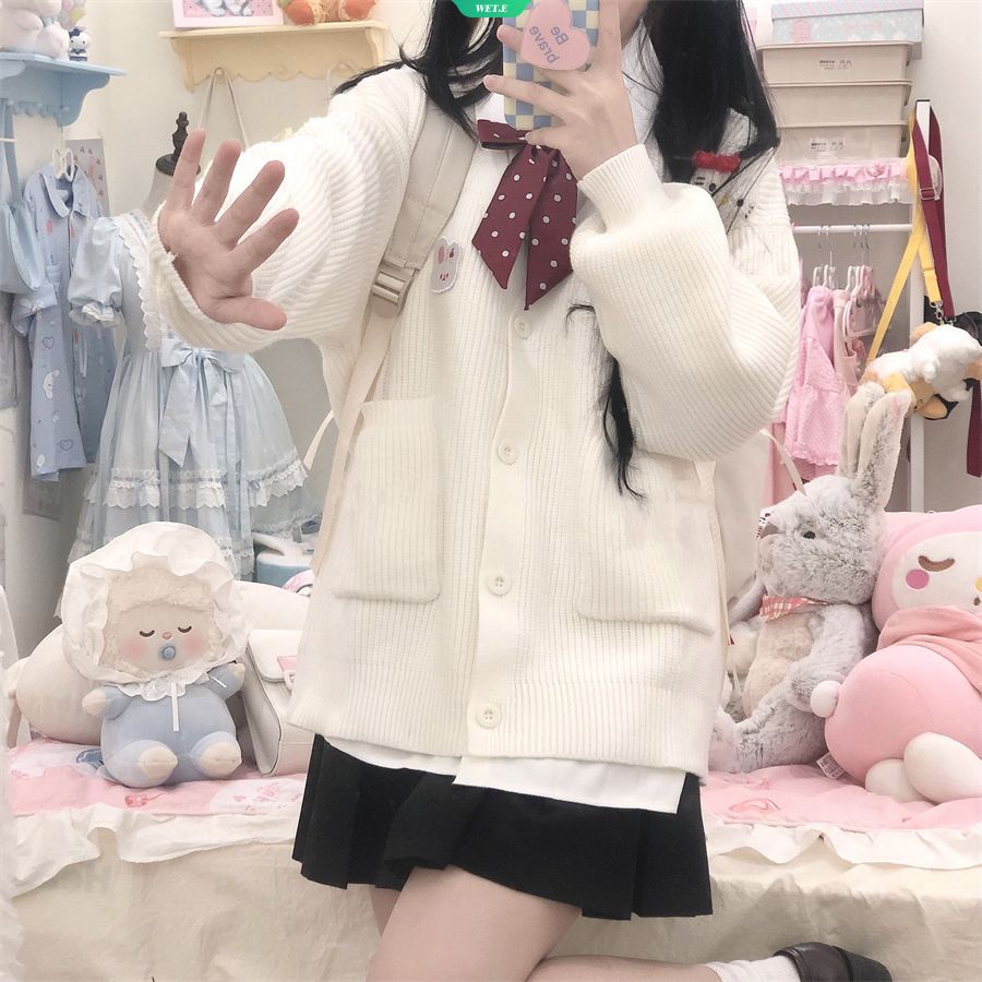 Áo Khoác Cardigan Dệt Kim Dáng Rộng In Hoạt Hình Cinnamoroll Kuromi PomPom Purin Ngọt Ngào Thời Trang Thu Đông Cho Nữ