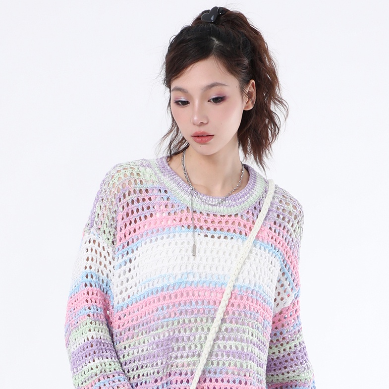 Áo Sweater Dáng Rộng Họa Tiết Màu Nhuộm Phong Cách Retro Cao Cấp