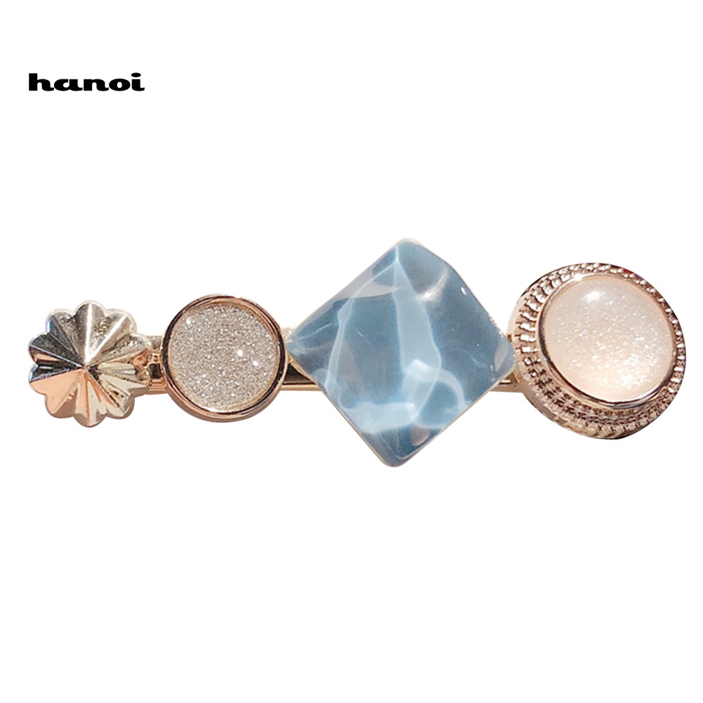 Kẹp Tóc Kim Loại Hình Vuông Đính Đá Thời Trang Cho Nữ