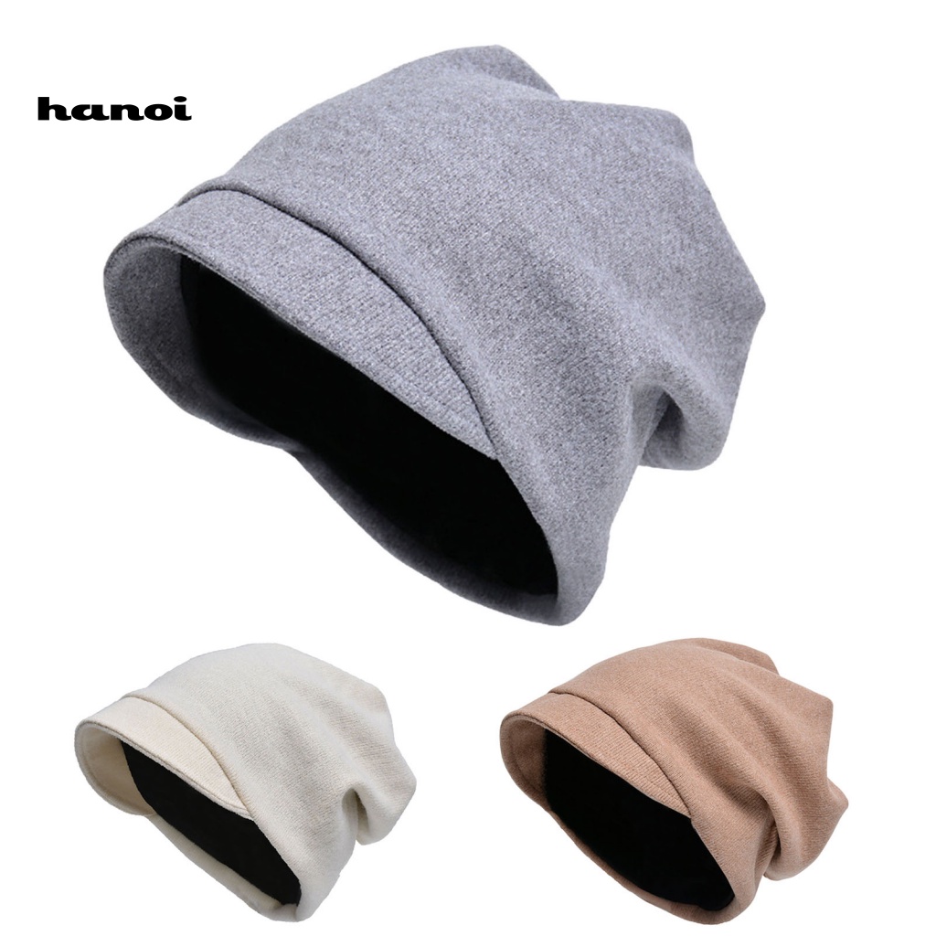 Mũ Dệt Kim Vành Ngắn Siêu Mềm Co Giãn Màu Trơn Giữ Ấm Mùa Thu Đông Phong Cách Hip Hop Cho Cặp Đôi