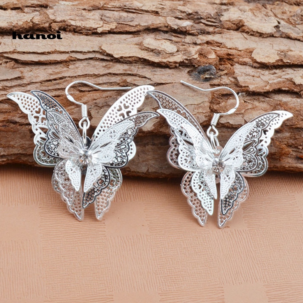 Khuyên Tai Hình Bướm Đính Đá Phong Cách Cổ Điển Thanh Lịch Dành Cho Nữ