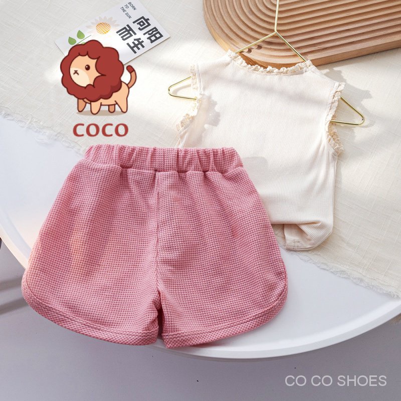 Áo Thun Không Tay Phối Ren Và Quần Short Phong Cách Hàn Quốc Thời Trang Mùa Hè Hàng Mới Dành Cho Bạn Gái