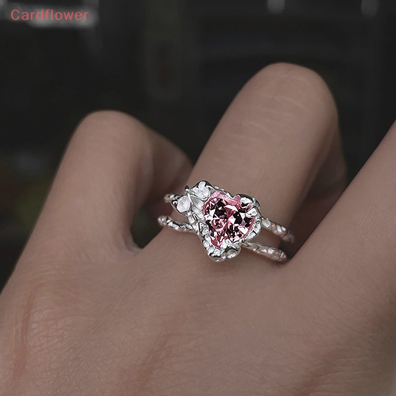 Nhẫn Hợp Kim Bạc Đính Đá Pha Lê Hình Trái Tim Thời Trang Vintage Dành Cho Nữ