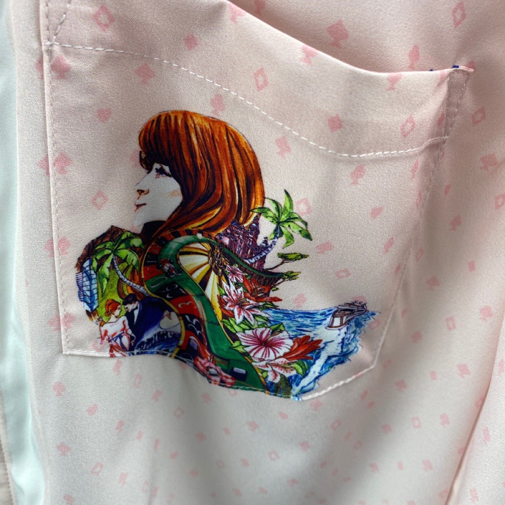 WKNM CASABLANCA fashion brand European long-sleeved shirt light pink lapel letter printed cardigan shirt in stock