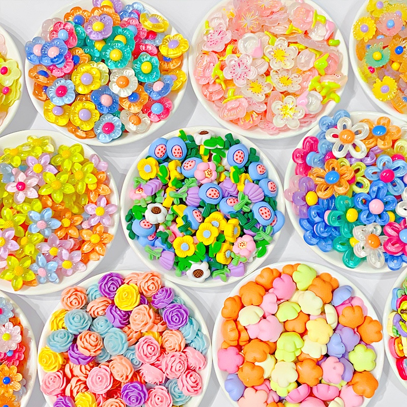 Set 10 / 10 Keo Dán Trang Sức / Kẹp Tóc diy Hình Bông Hoa Bằng Nhựa resin