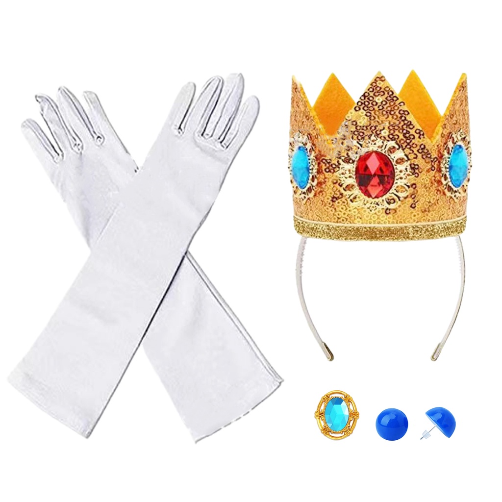 6pcs Plastic Gift Toddler Kids Party Earrings For Girls Glove Brooch Princess Peach Dress Up Decoration